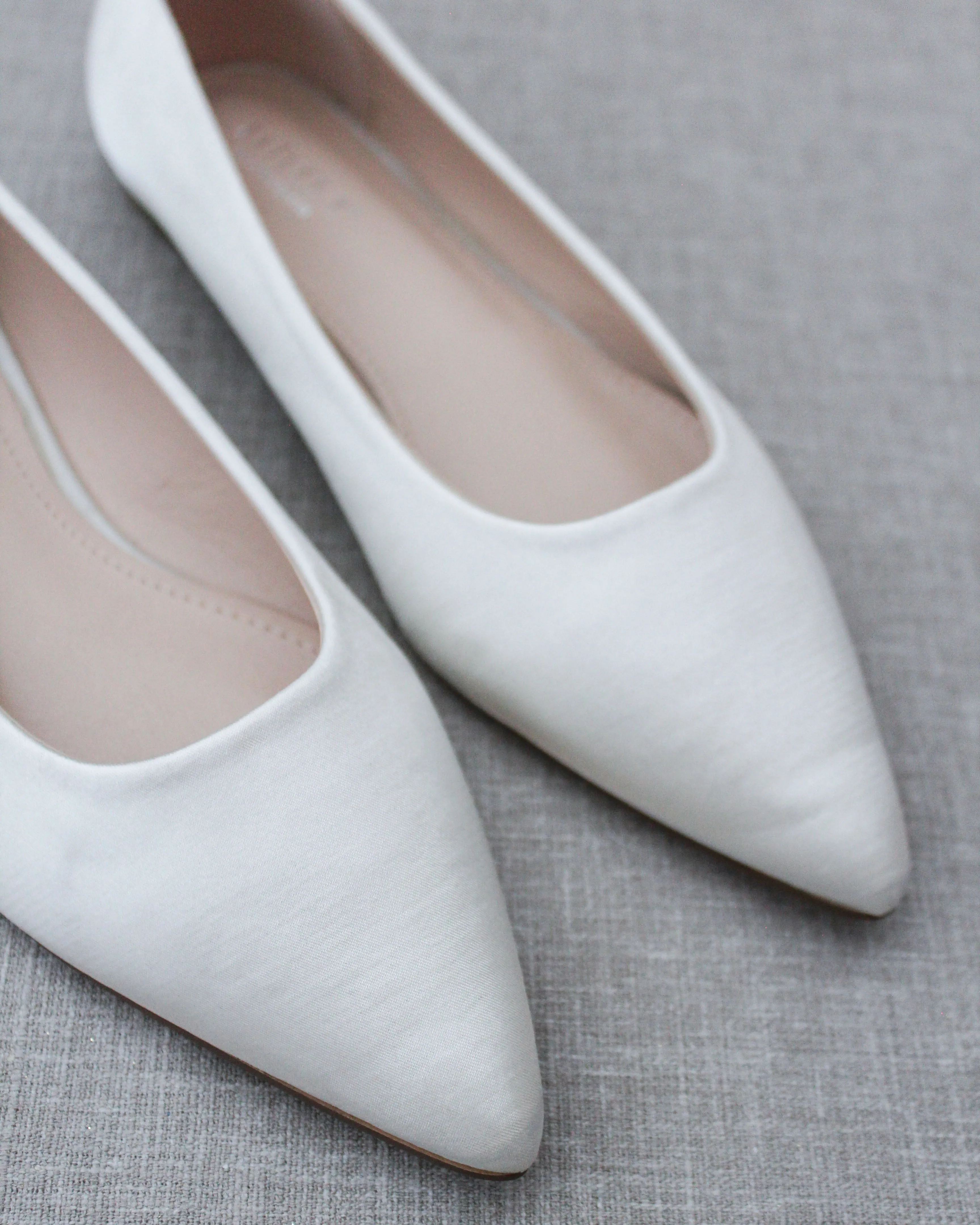 Ivory Pointy Toe Wedding Flats