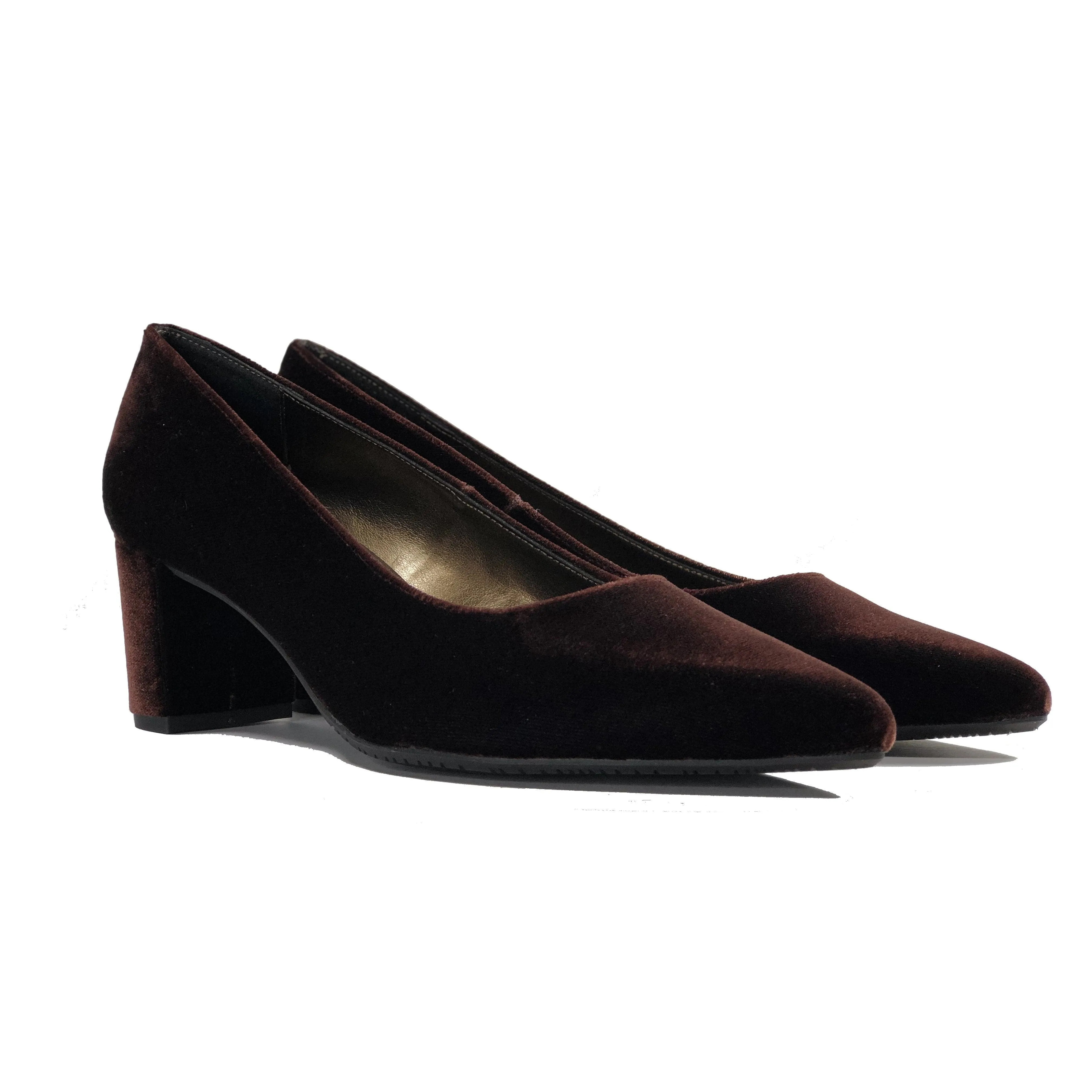 'Joy' vegan mid heel by Zette Shoes - chocolate velvet