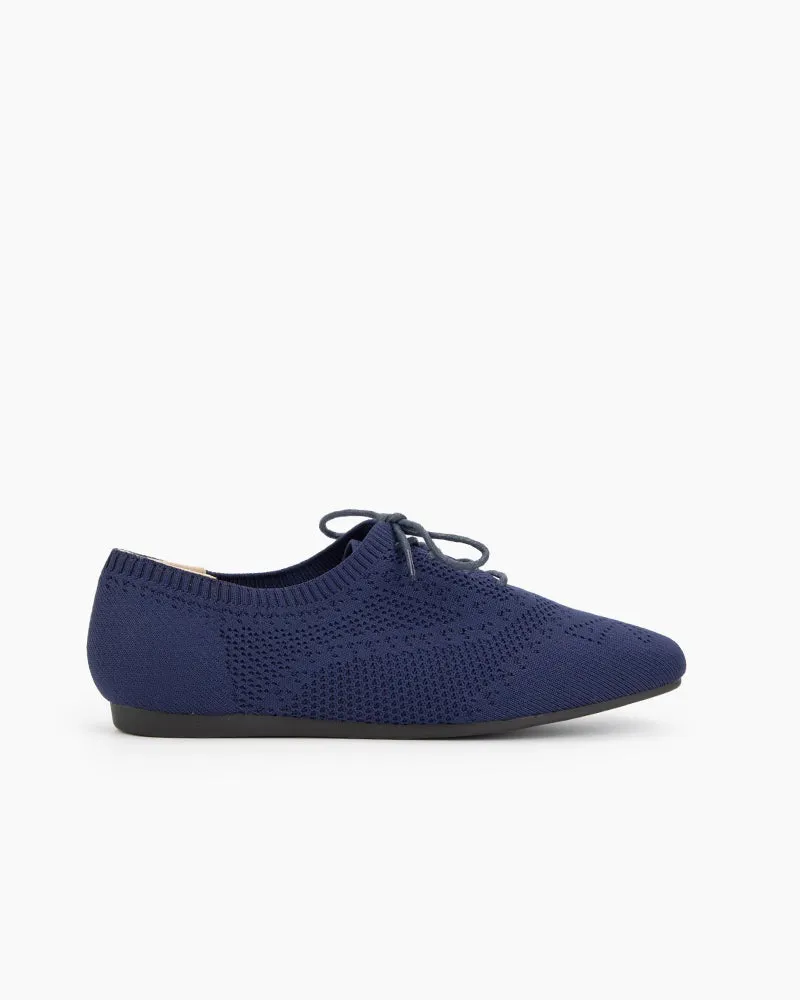 Lace-up Oxford Flat Knit Brogue Shoes