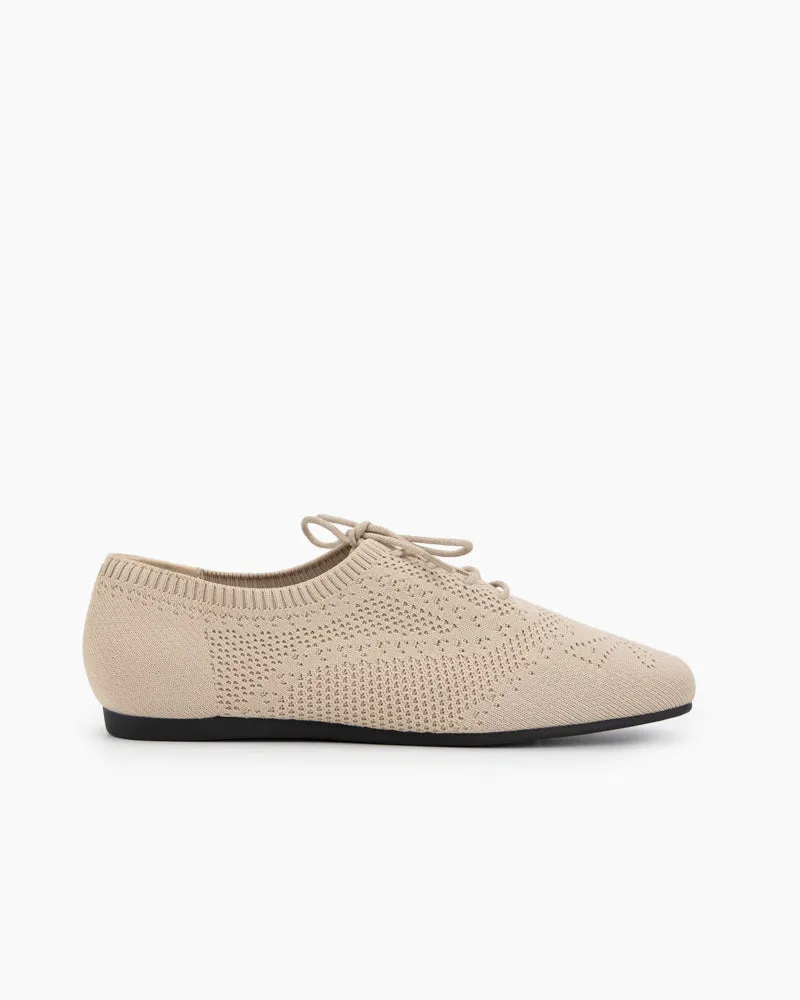 Lace-up Oxford Flat Knit Brogue Shoes