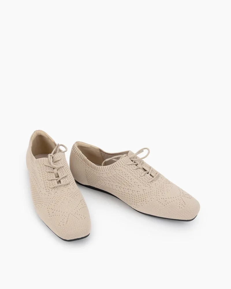 Lace-up Oxford Flat Knit Brogue Shoes