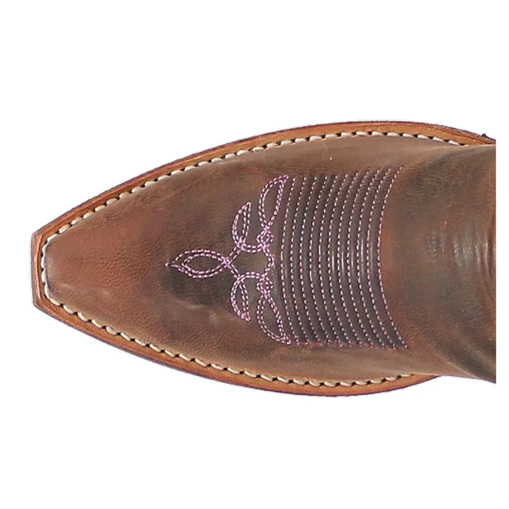 'Laredo' Women's 12 Larissa Western Snip Toe - Brown / Purple