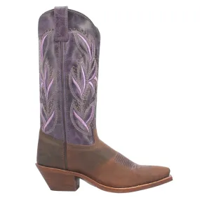 'Laredo' Women's 12 Larissa Western Snip Toe - Brown / Purple