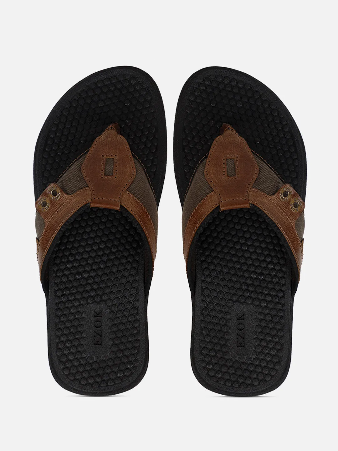 Leather flipflops for men (Brown)