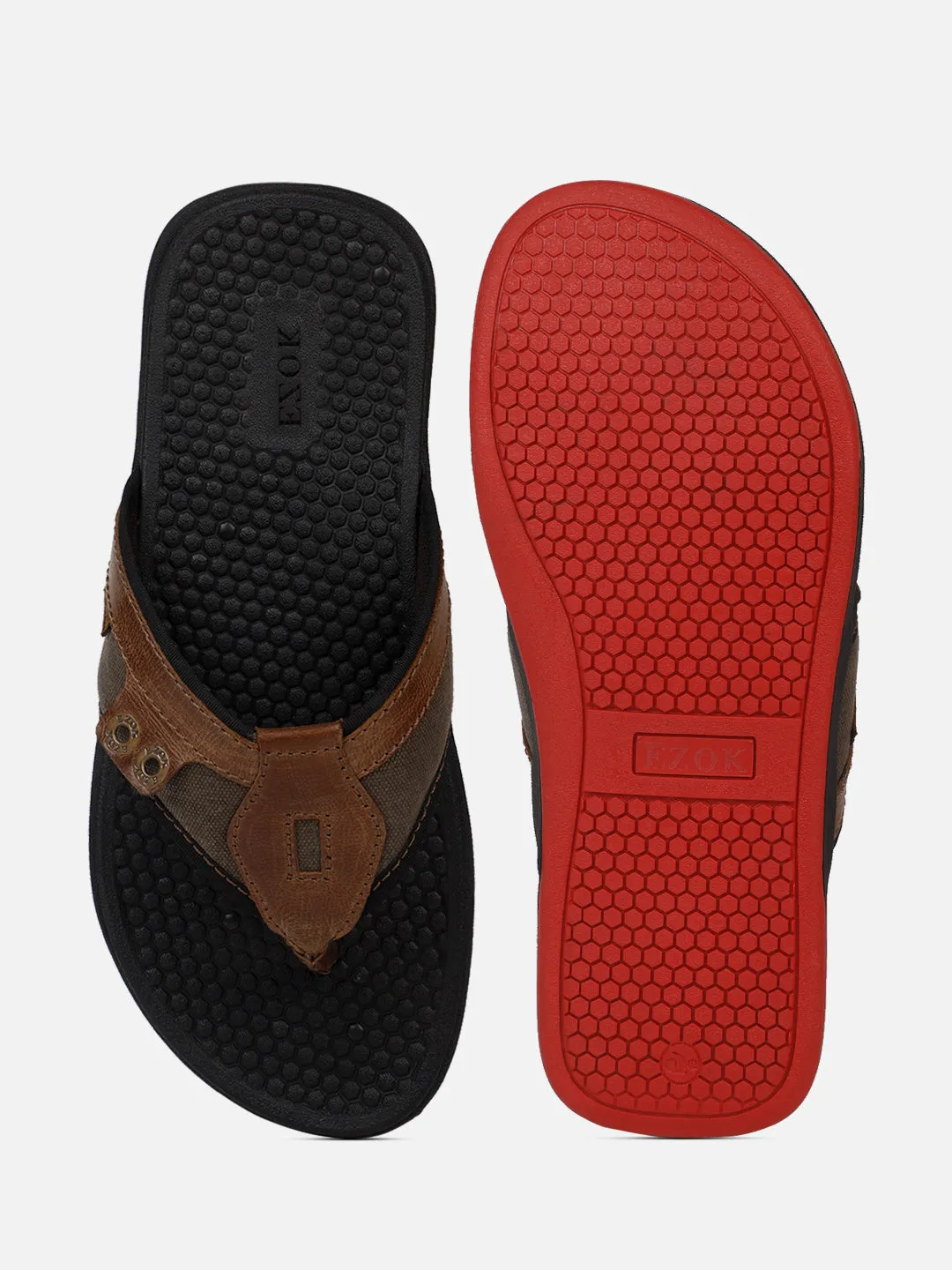 Leather flipflops for men (Brown)