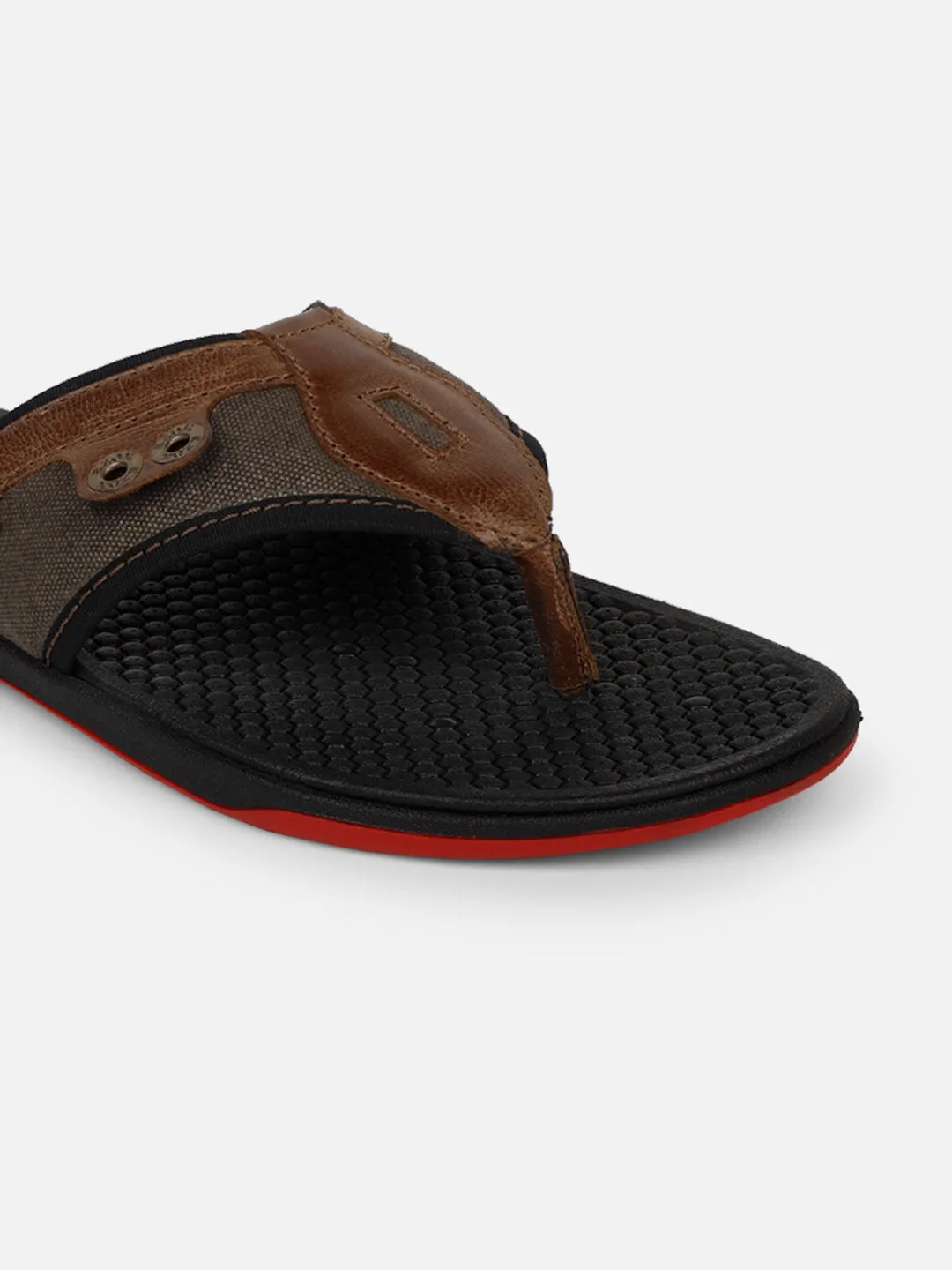 Leather flipflops for men (Brown)