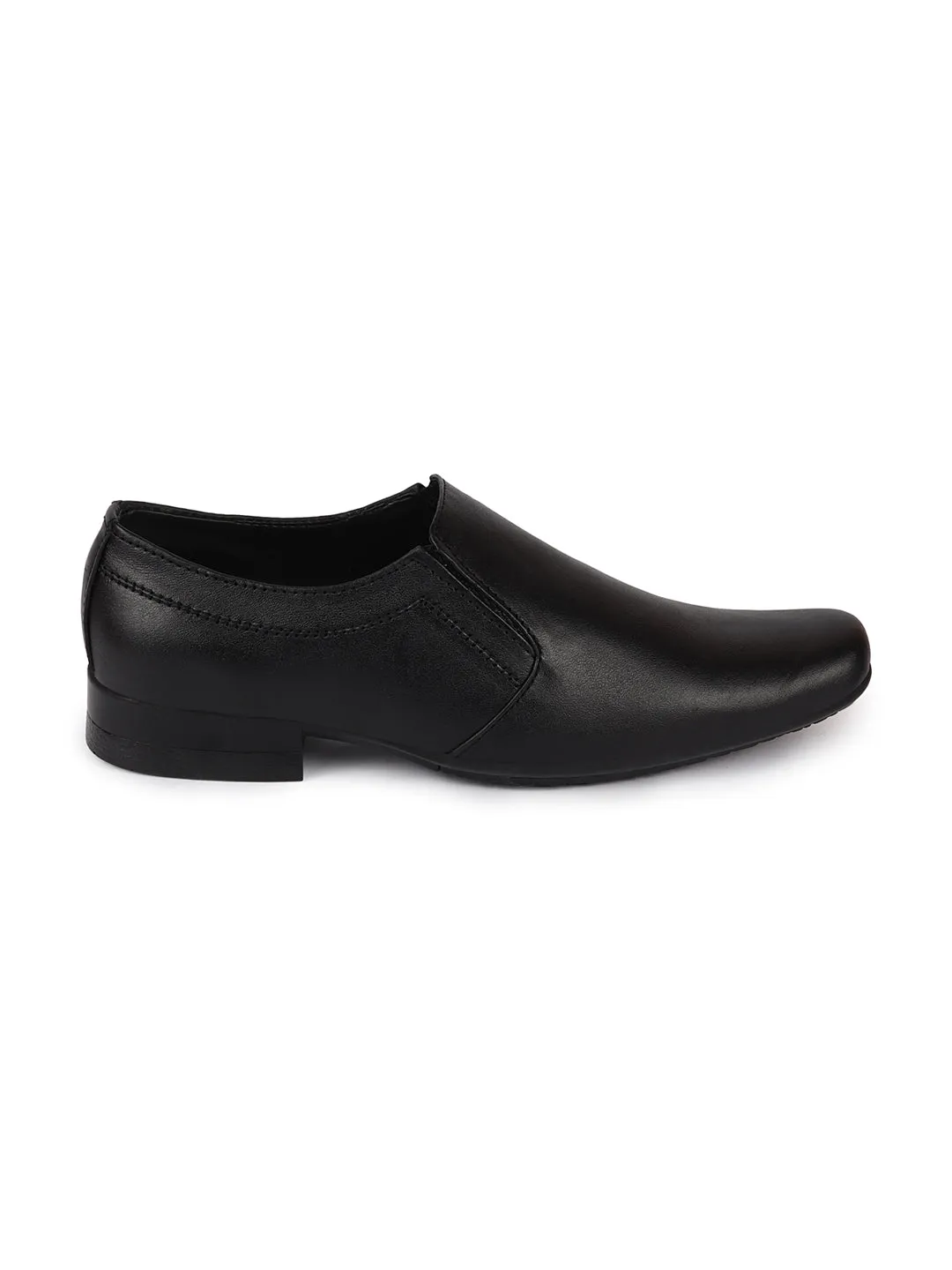 Men Black Formal Leather Slip-On Shoes