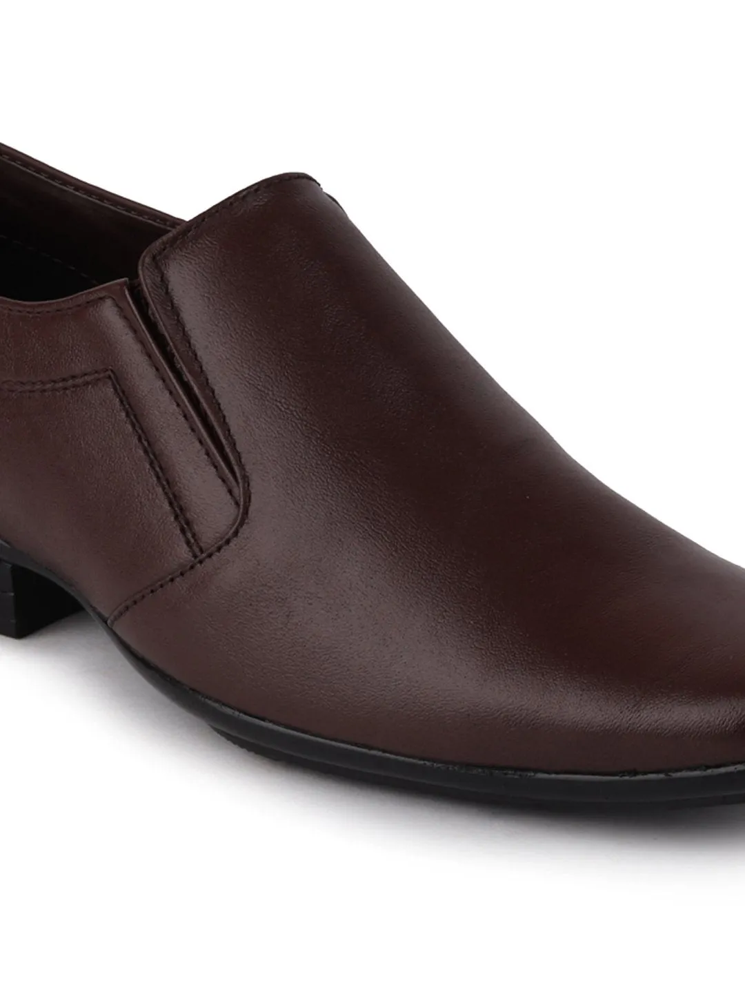 Men Brown Formal Leather Slip-On Shoes