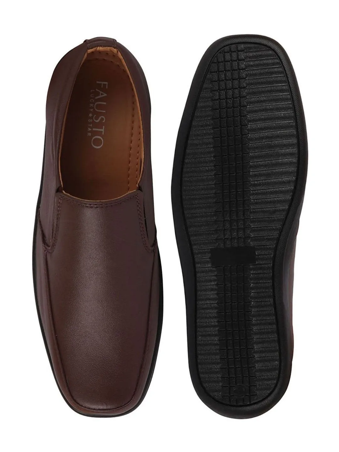 Men Brown Formal Leather Slip On Shoes