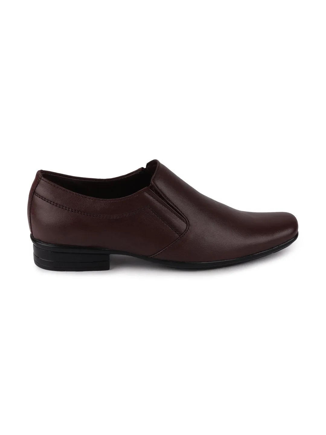 Men Brown Formal Leather Slip-On Shoes