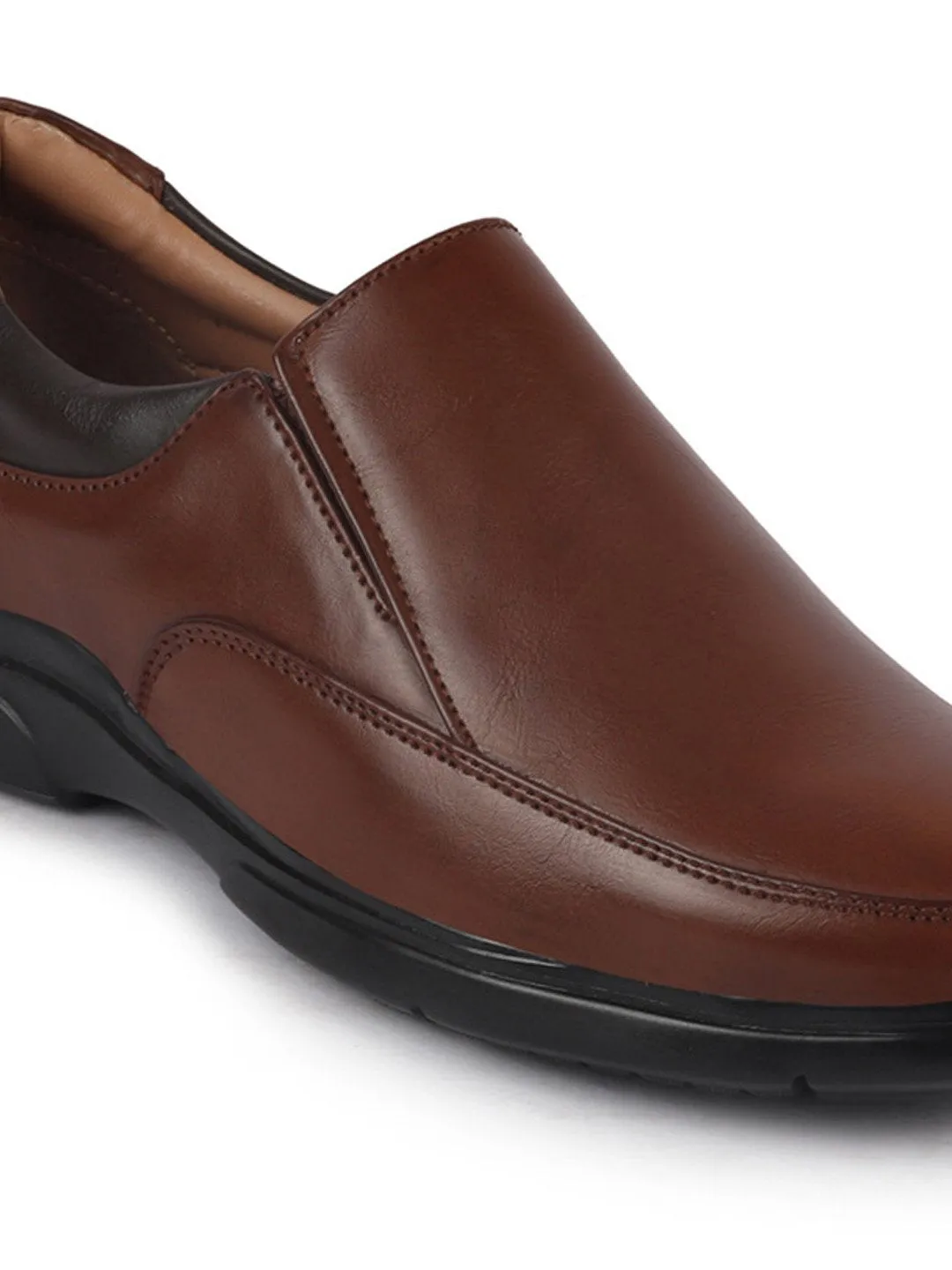 Men Tan Thermal Formal Slip On Shoes