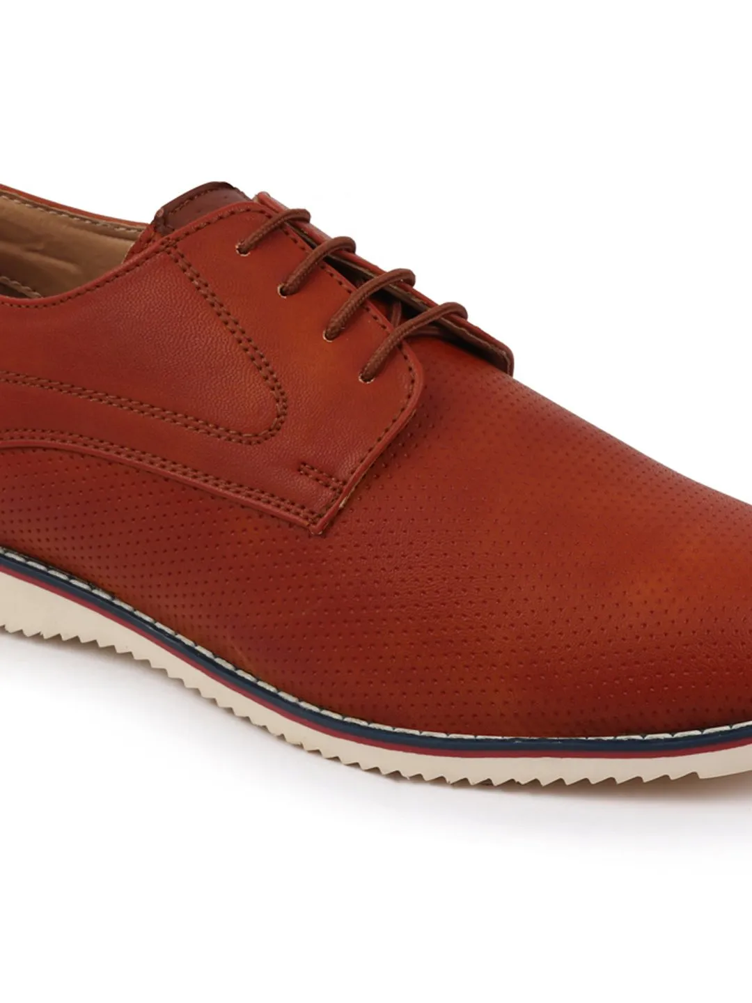 Men Tan Welted Casual Lace Up Shoes