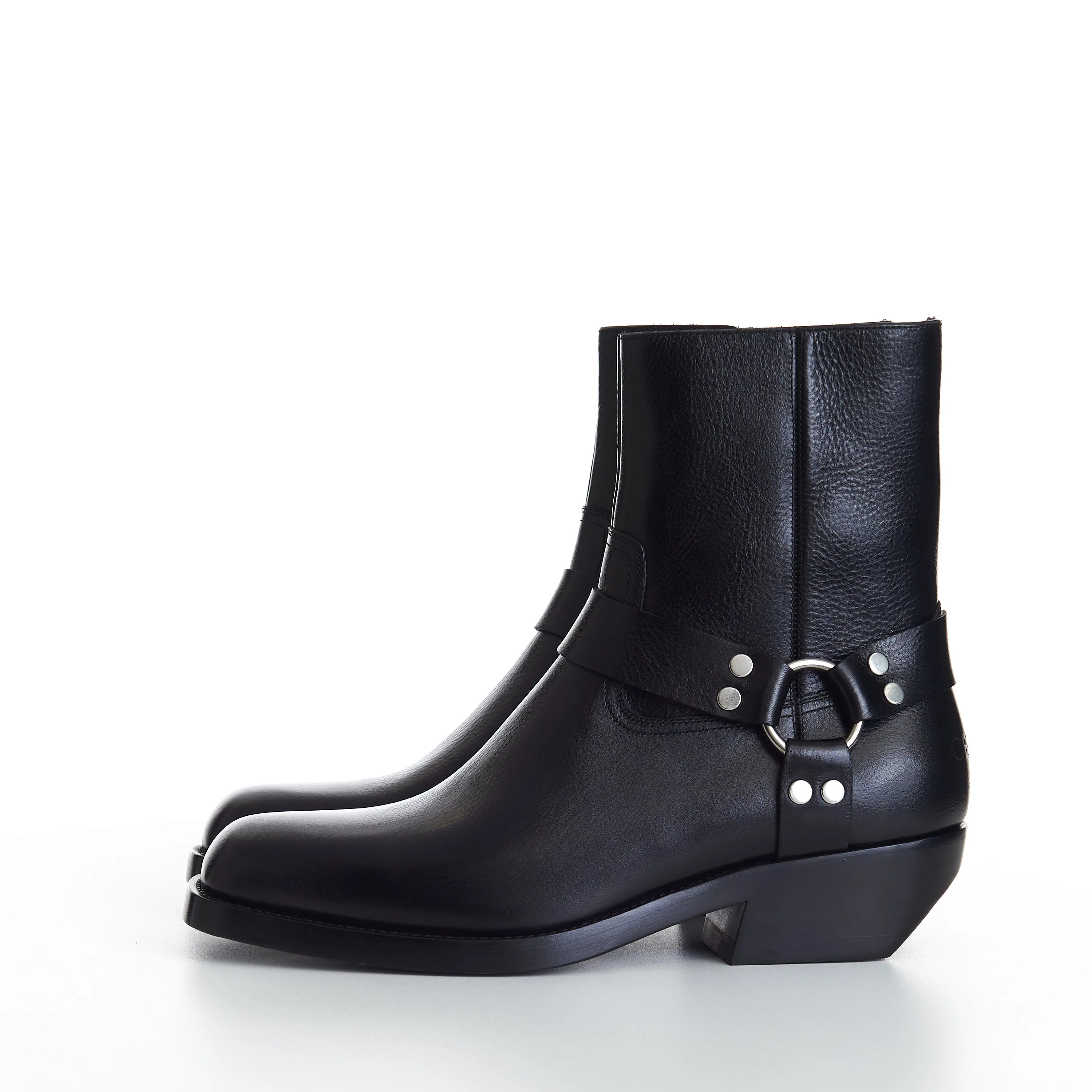 Men's Rider Harness Boots In Black Calfskin