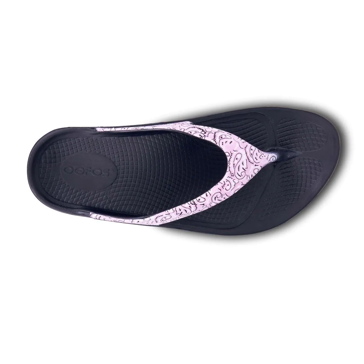 'OOFOS' Women OOlala Luxe Thong - Black / Pink Bandana