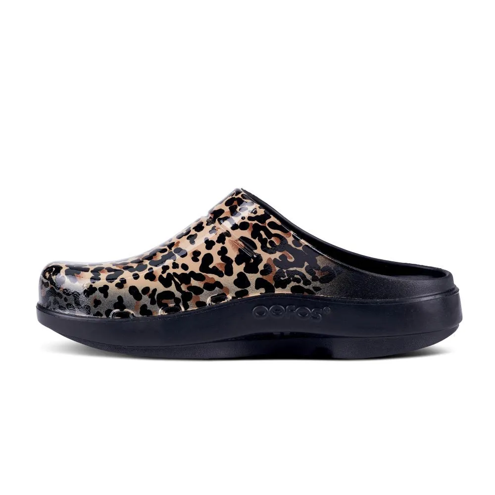 'OOFOS' Women's OOcloog Luxe Pixel Clog - Black / Black Leopard