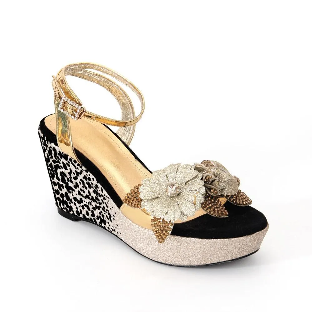 Patchwork Floral Wedge Sandals