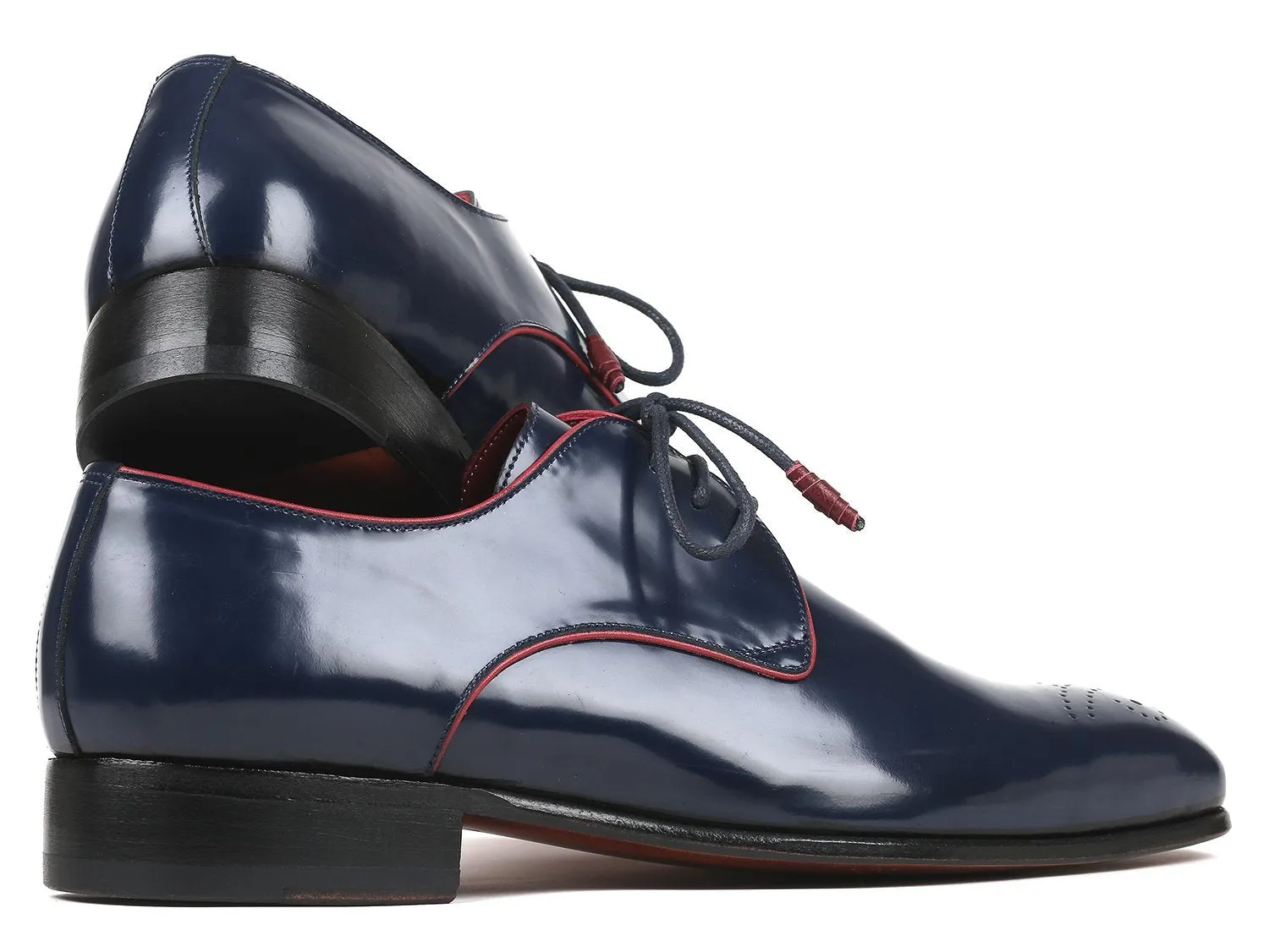 Paul Parkman Medallion Toe Navy Derby Shoes (ID#57RG27)