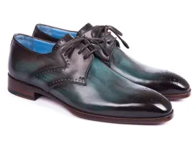 Paul Parkman Turquoise & Brown Medallion Toe Derby Shoes (ID#6584-TRQ)