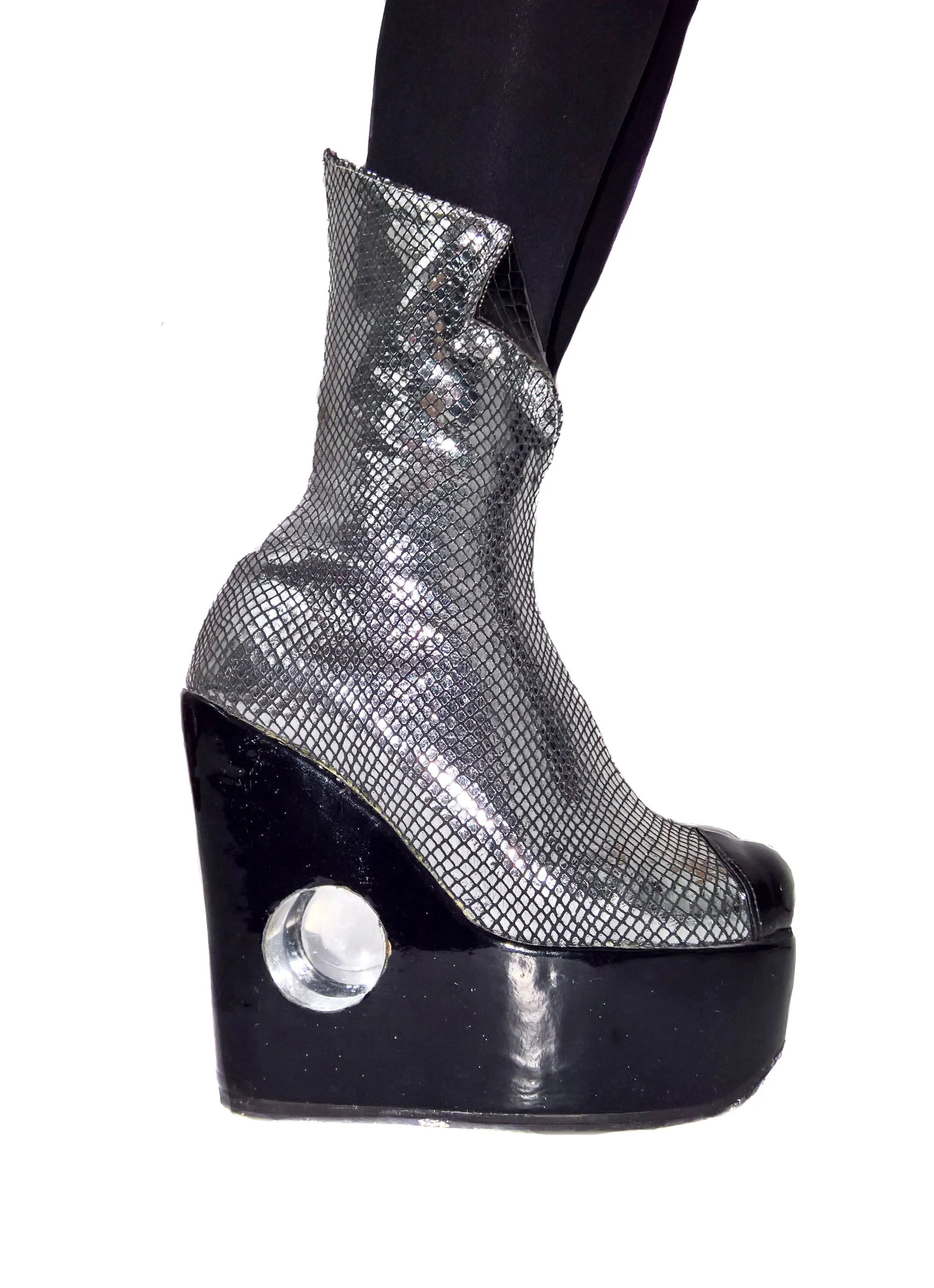 PEEPHOLE Platform Collar Boots w/ Perspex hole