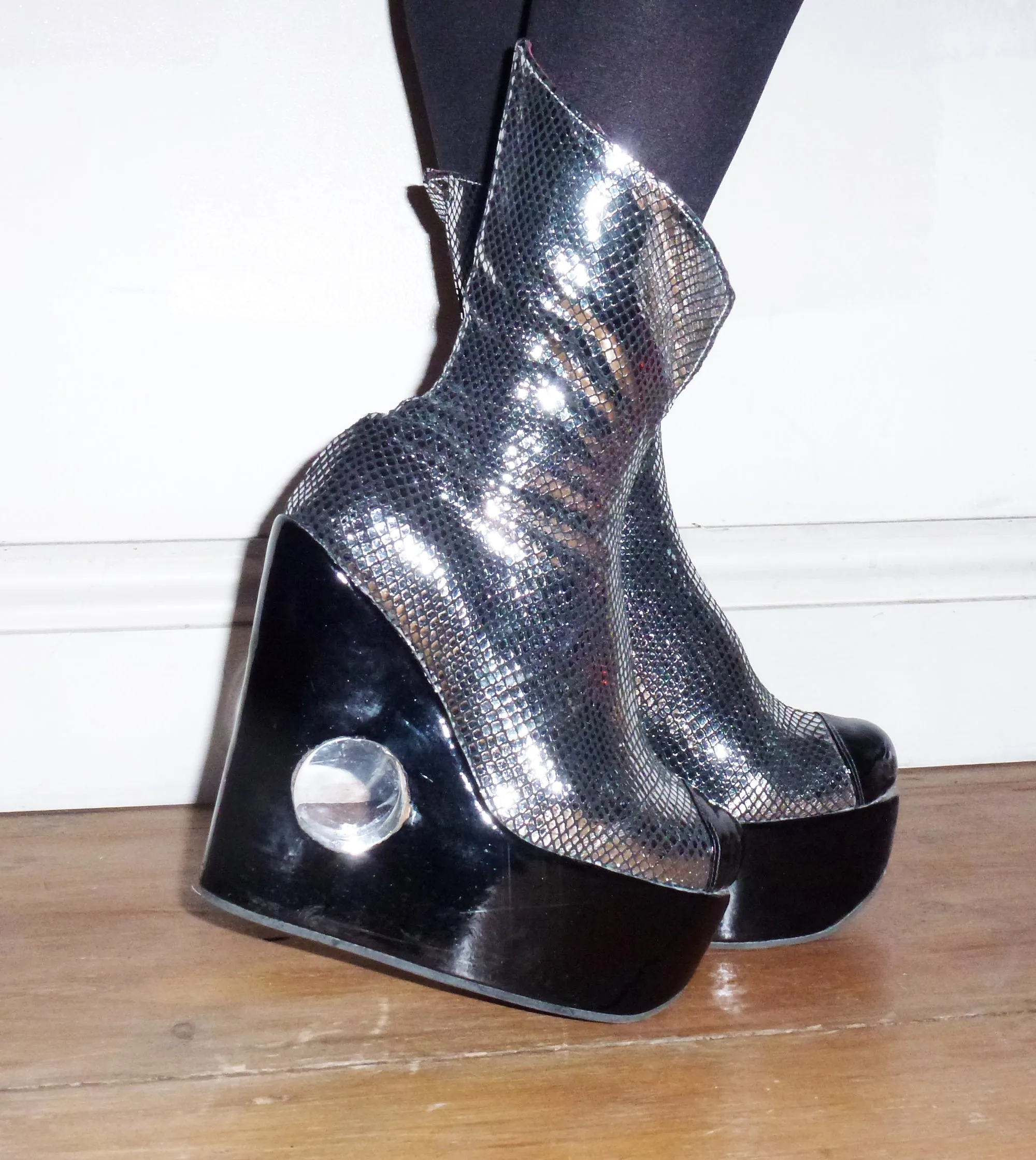 PEEPHOLE Platform Collar Boots w/ Perspex hole