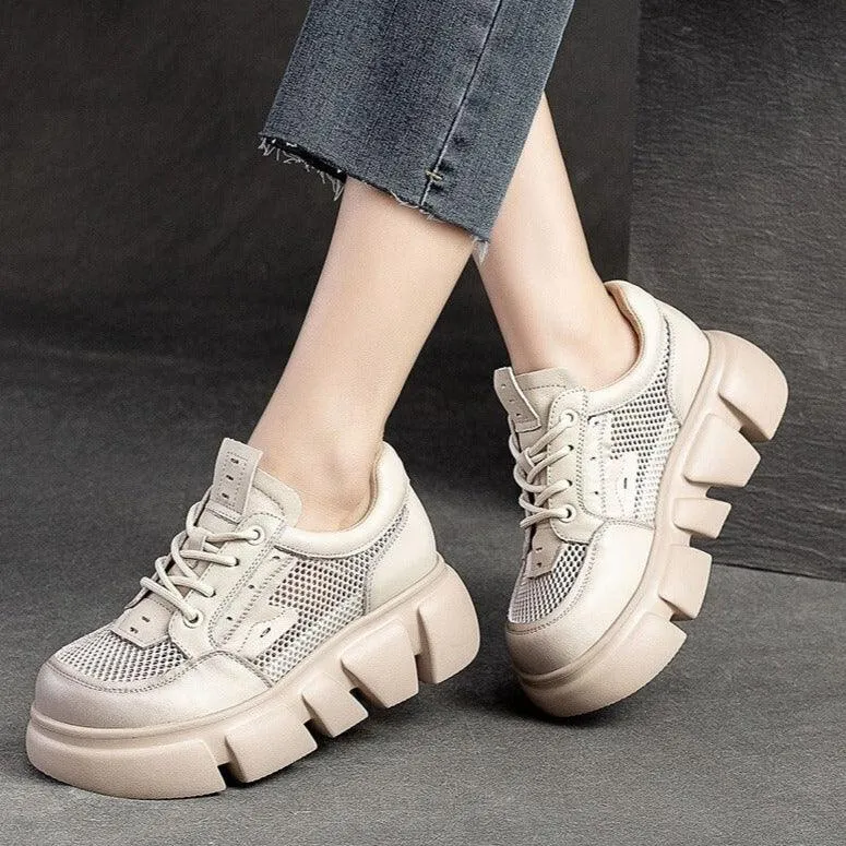 RV147 Mesh Leather Thin Walking Sneaker: Women's Casual Shoes