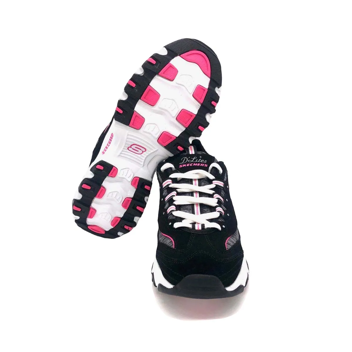 'Skechers' Women's D'Lites Me Time - Black / Hot Pink (Wide)