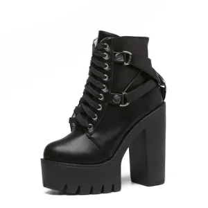 'Stardust' Goth Black Ankle Boots