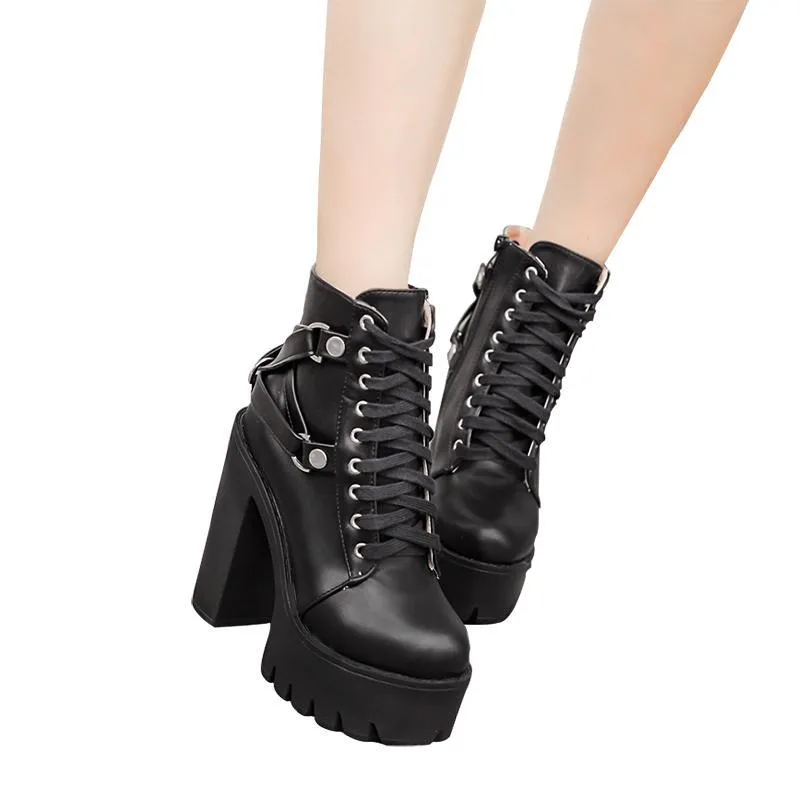 'Stardust' Goth Black Ankle Boots