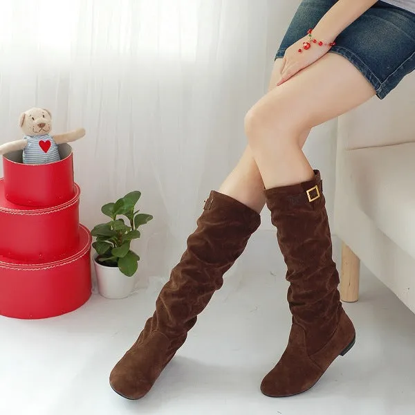 Suede Knee High Boots Shoes for Woman 8147