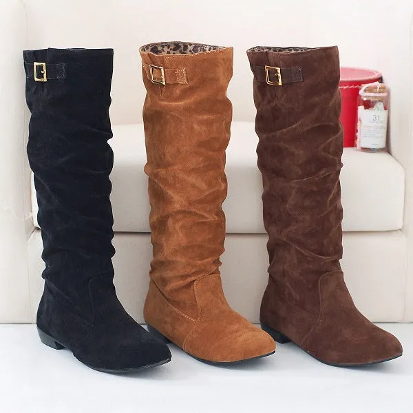 Suede Knee High Boots Shoes for Woman 8147