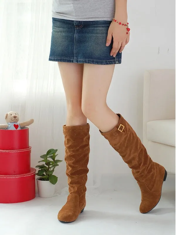 Suede Knee High Boots Shoes for Woman 8147