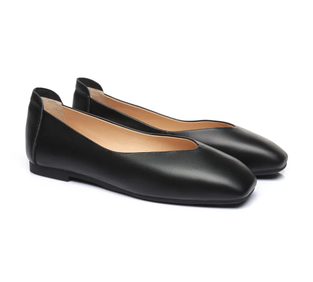 TARRAMARRA Square Toe Leather Ballet Flats Women Linda