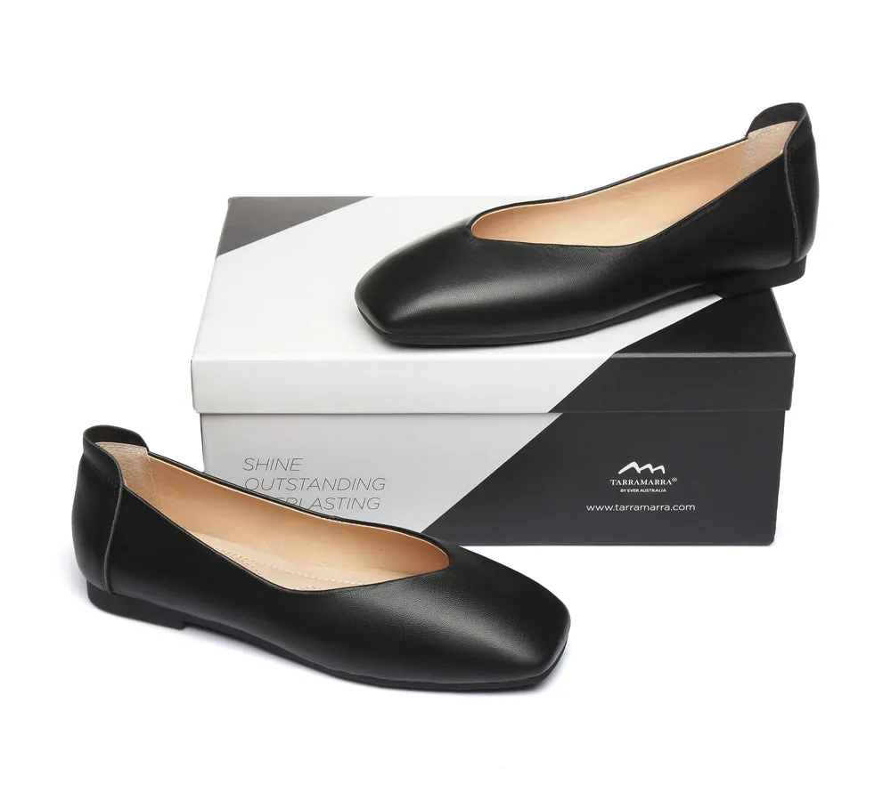 TARRAMARRA Square Toe Leather Ballet Flats Women Linda