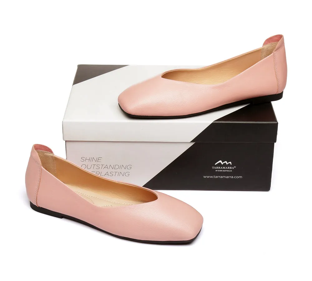 TARRAMARRA Square Toe Leather Ballet Flats Women Linda