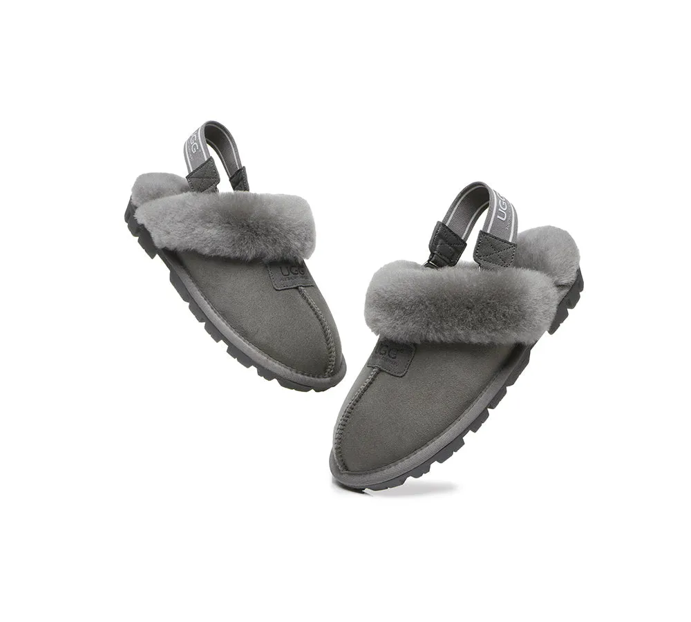 UGG AUSTRALIAN SHEPHERD Sheepskin Wool Removable Strap Slingback Slippers Suzie