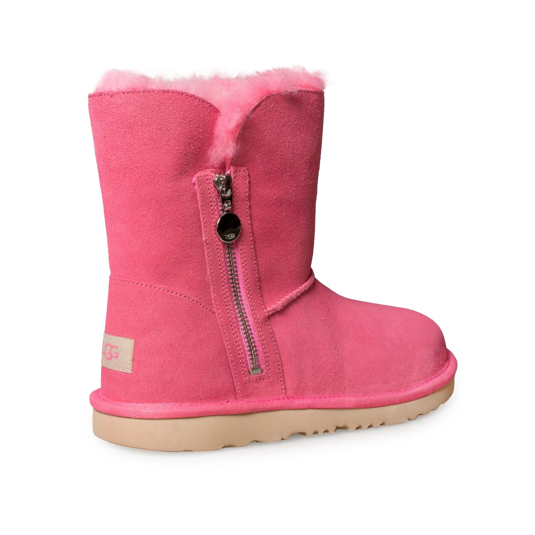 UGG Bailey Zip Short Pink Rose Boots - Youth