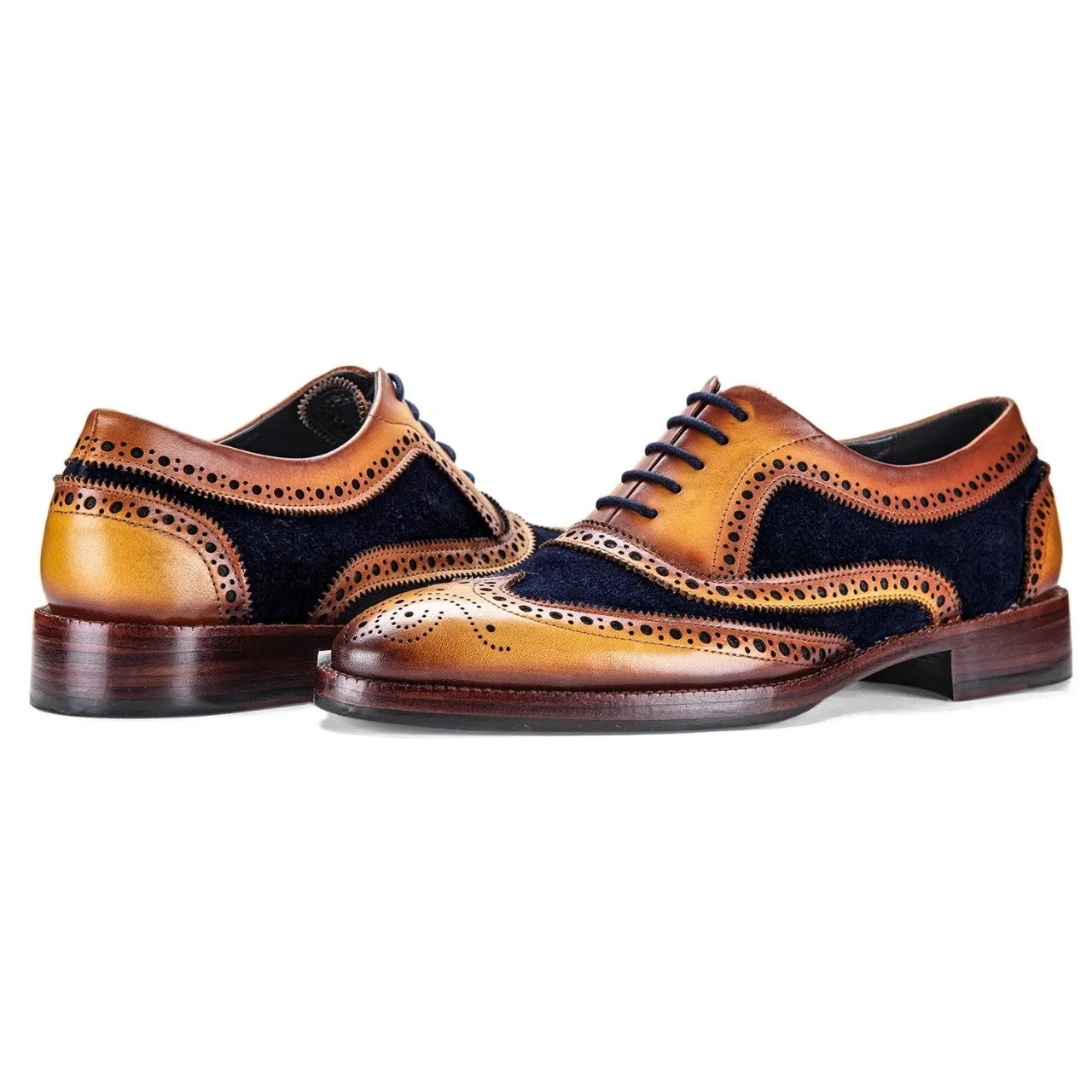 Wingtip Brogue Oxford- Navy Suede