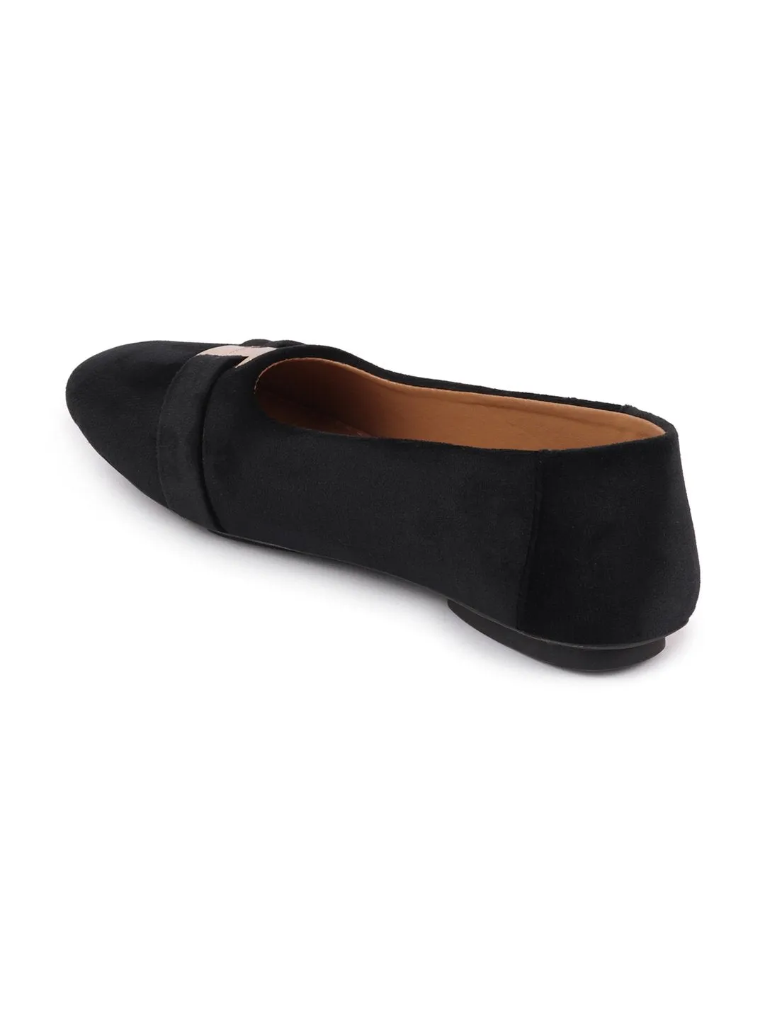 Women Black Buckle Slip On Ballerina