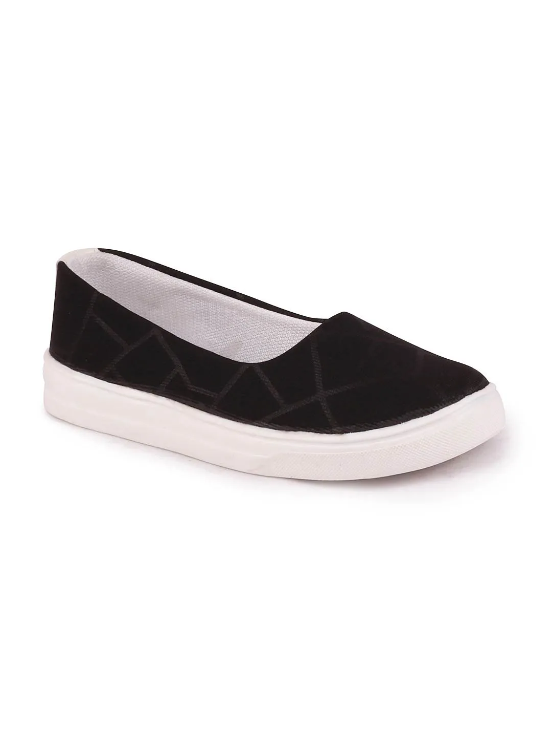 Women Black Casual Canvas Slip-On Ballerina