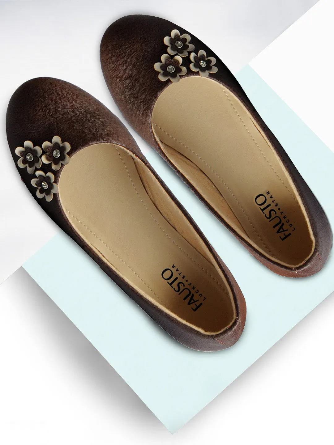 Women Brown Casual Slip-On Ballerina