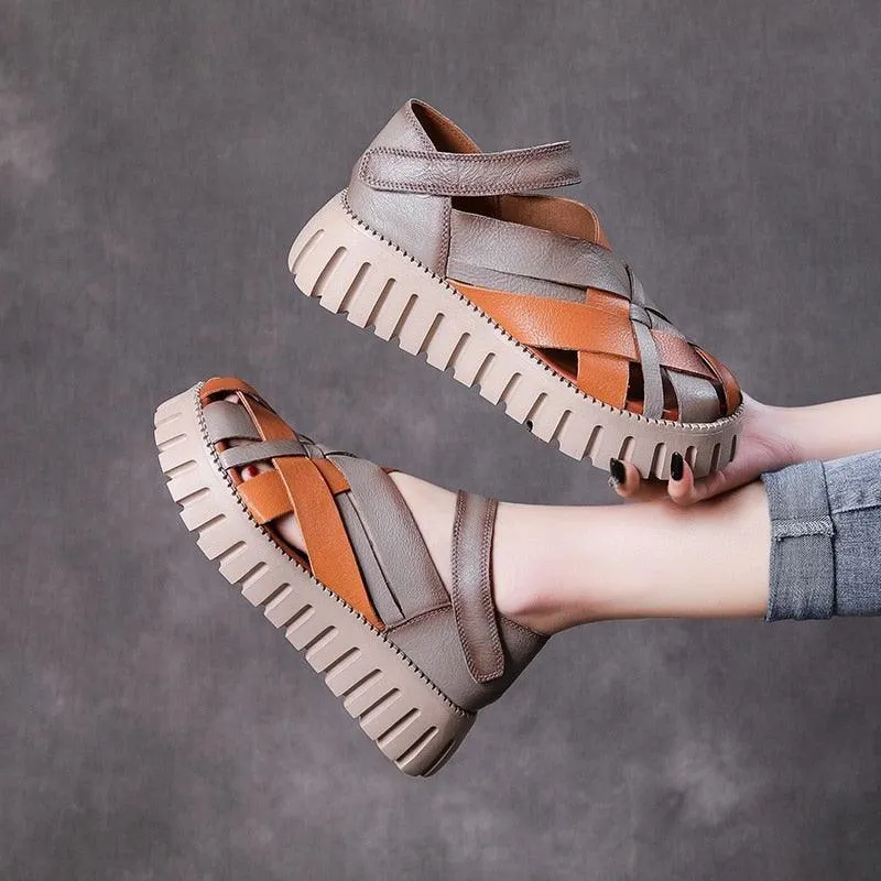 Women's Casual Shoes: RM308 Wedges Leather Gladiator Sandals in Mixed Colors