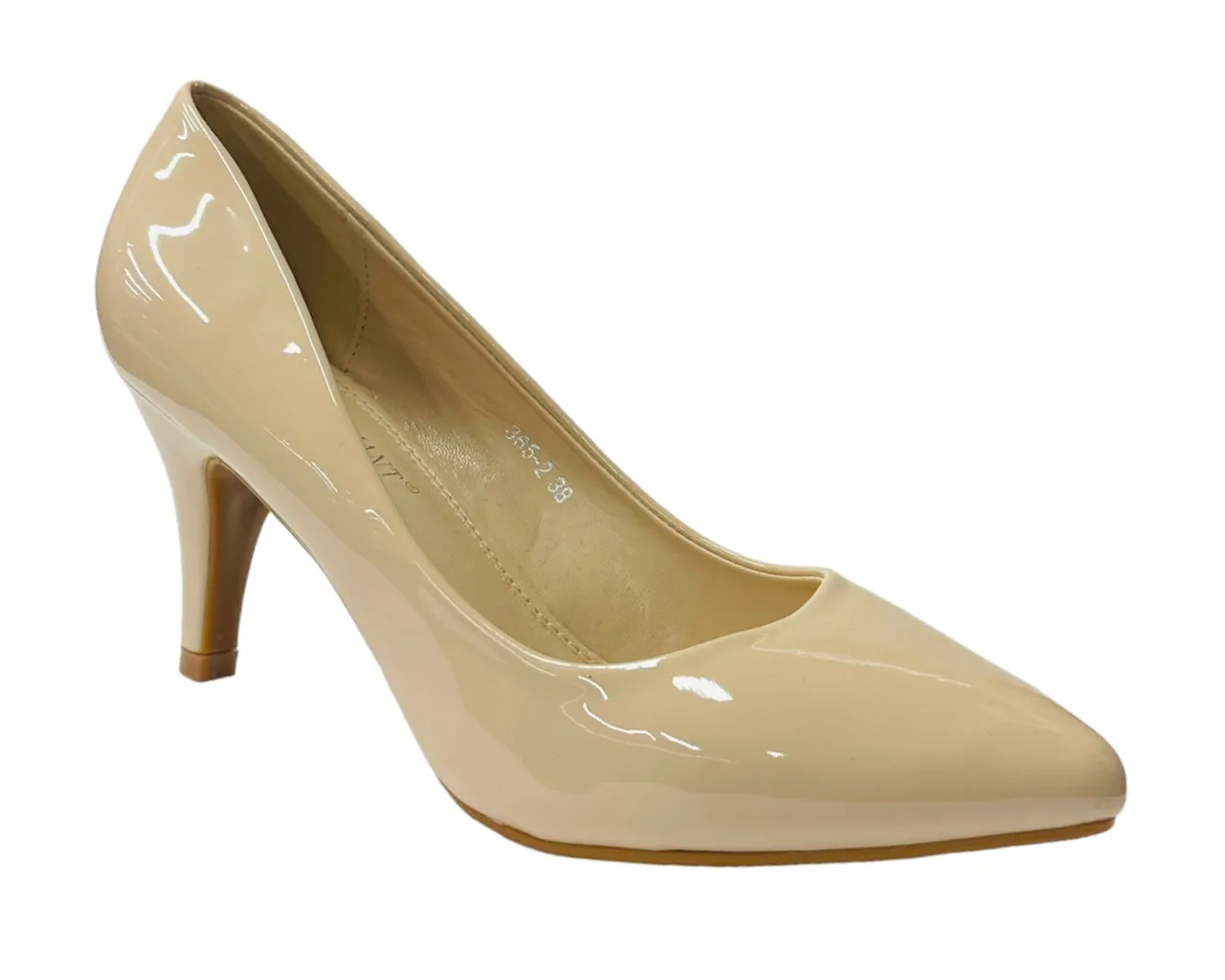 Women's Faux Patent Leather Stiletto Heel Court Shoes