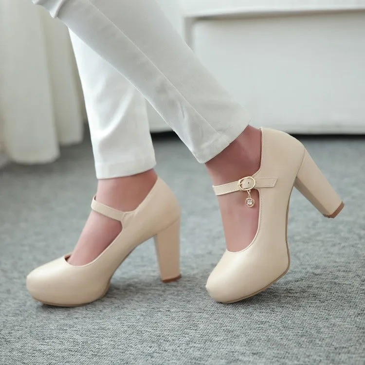 Women's Mary Jane High Heels Chunky Platform Pumps